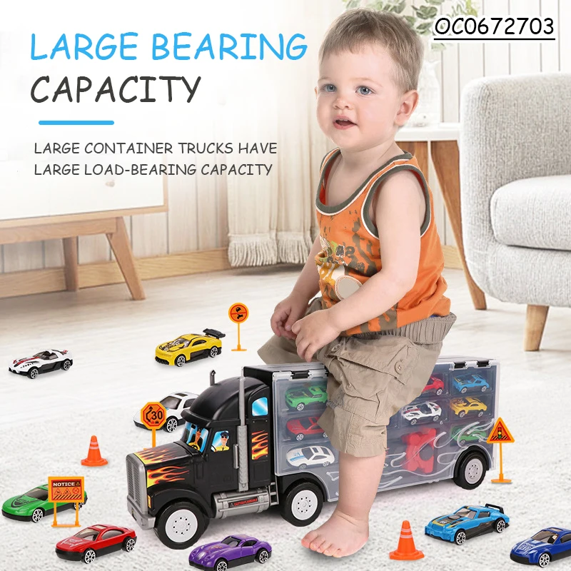 Big storage transport container truck metal diecast model set toy car for big kids