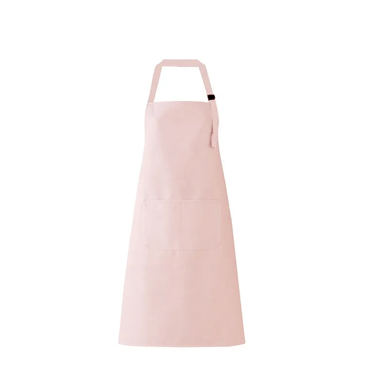Customized size plain color two pocket waterproof anti-stain chef apron household cotton printed kitchen apron