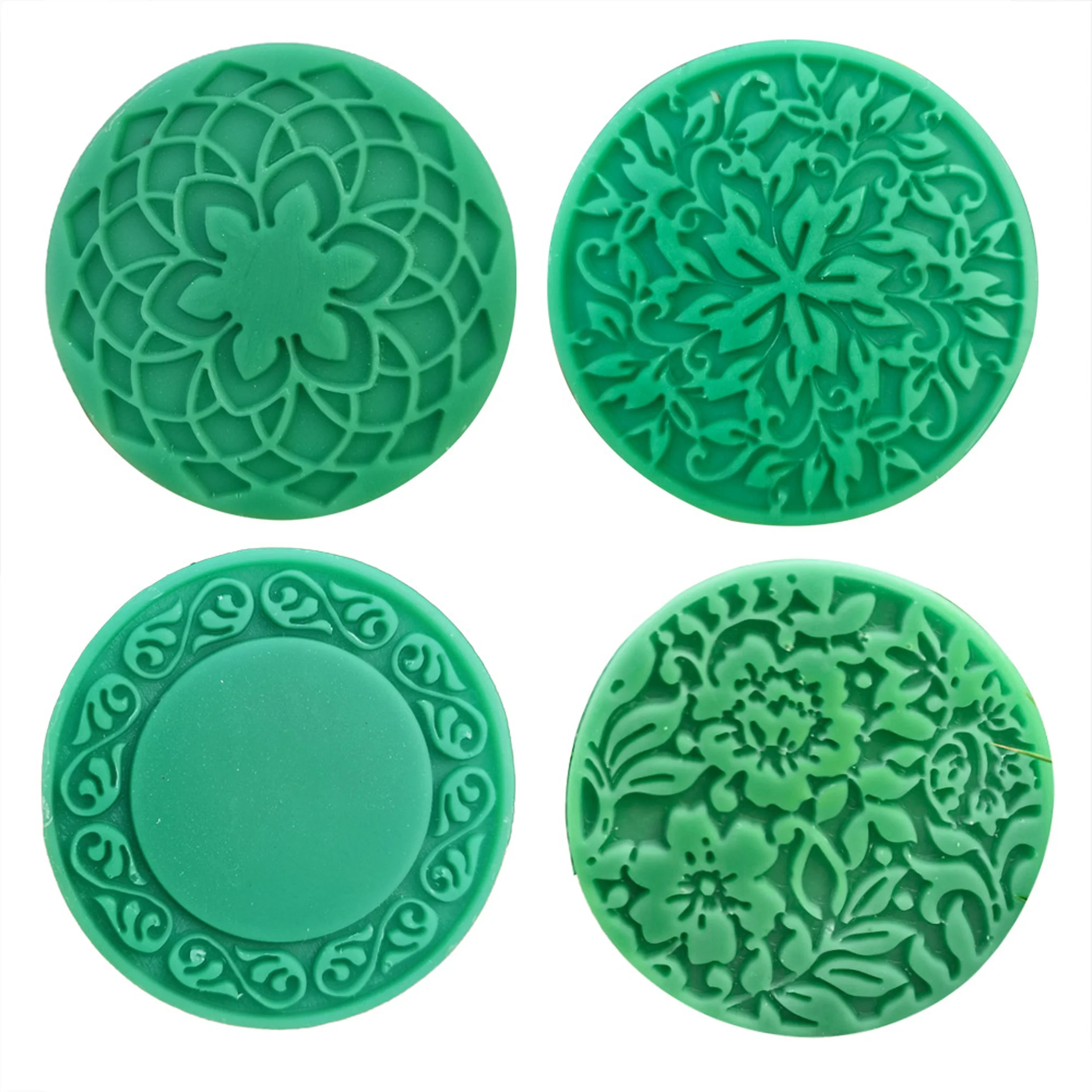4 Cavity Round Flower Carved Shape Diy Cake Baker Pan Mold Silicone Mold For Soap Candle Making Cake Tools