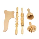 Cellulite 5 Pcs Wood Therapy Massage Kit Anti Cellulite Massage Set Lymphatic Drainage Tools