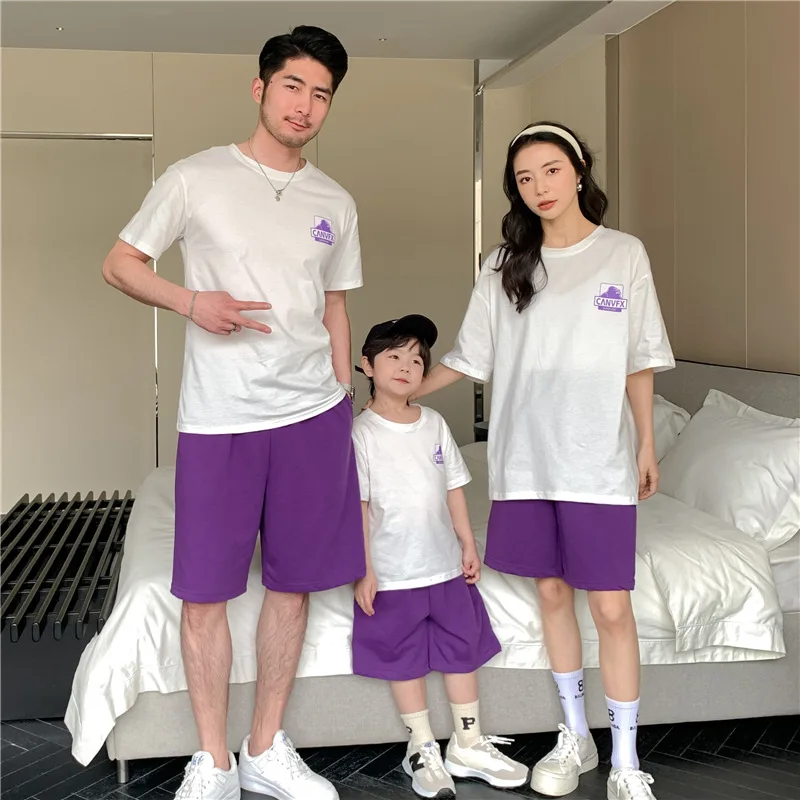 manufacturer The latest parent-child clothes mom dad and daughter family clothes printed t-shirt daily parent-child suit