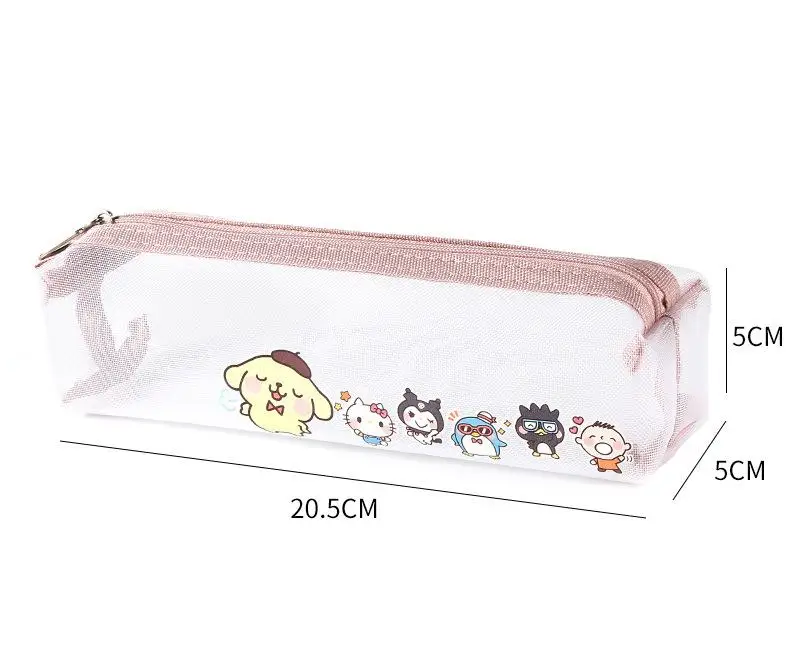 Transparent pen bag Cartoon pencil bag Nylon mesh large capacity Kulomi stationery bag Portable storage