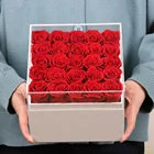 Promotional Items Wedding Decor Luxury Customized Scented Infinity Forever Preserved Rose In Acrylic Lid Top Paper Leather Box