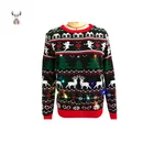 Unisex Sweater Unisex Crewneck High Quality Jacquard Knitted Custom Christmas Sweater With Led Lights