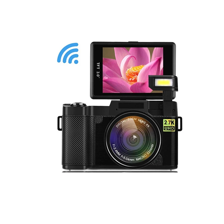 Digital Camera Camcorder WiFi Vlogging Camera 2.7K Ultra HD 24MP Video Camcorders Vlogging Camera with Retractable Flash Light and UV Lens 