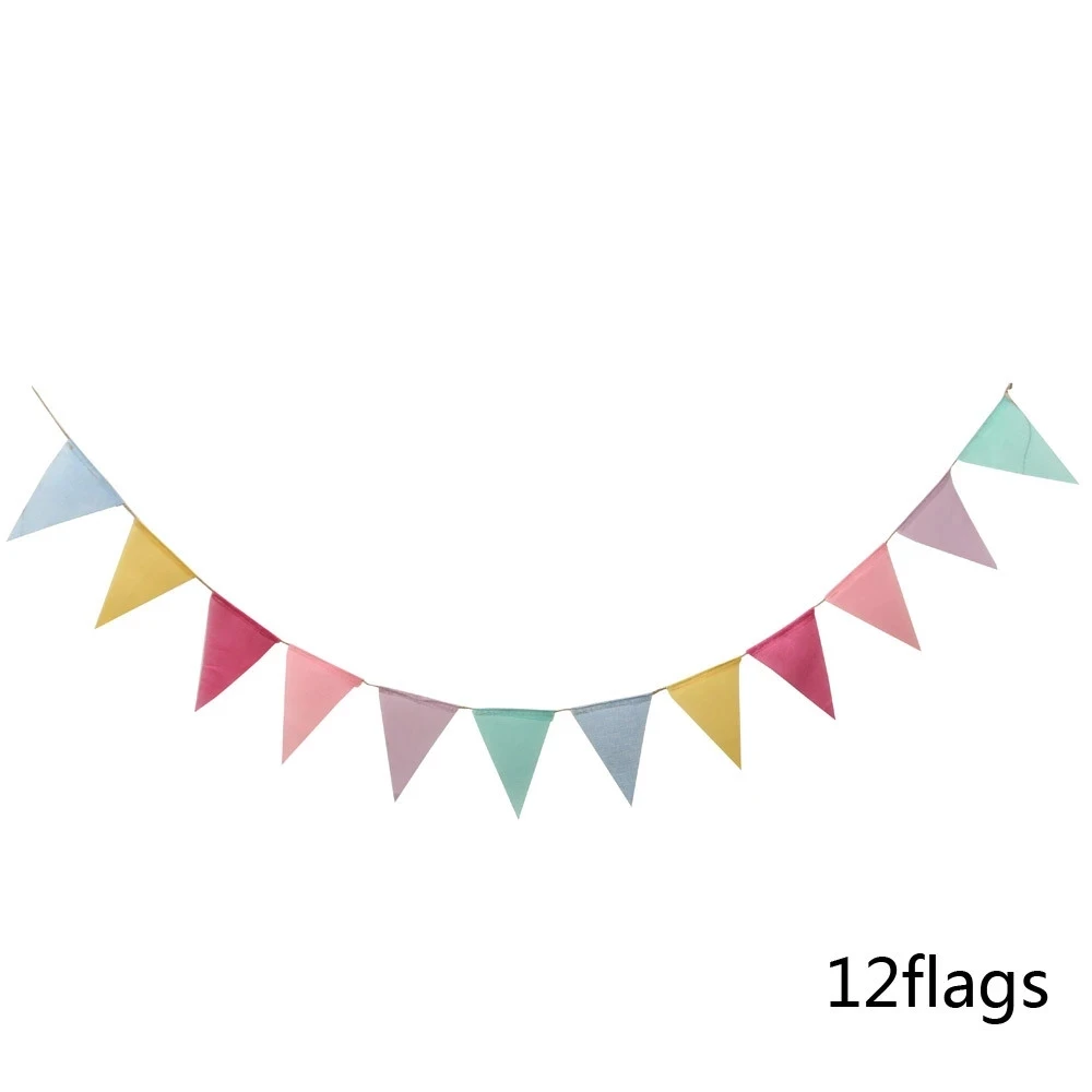 4m Colorful Jute Linen Flags Pennant Birthday Bunting Banners Wall