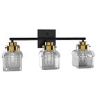 3 Lamp Classic 3 Light Wall Mounted Light Indoor Dark Black Glass Bedside Vanity Sconce Wall Lamp