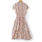 Pink Plus Size Pink Color Block Printed Short Sleeve 1 Piece A-line Women Silk Dress