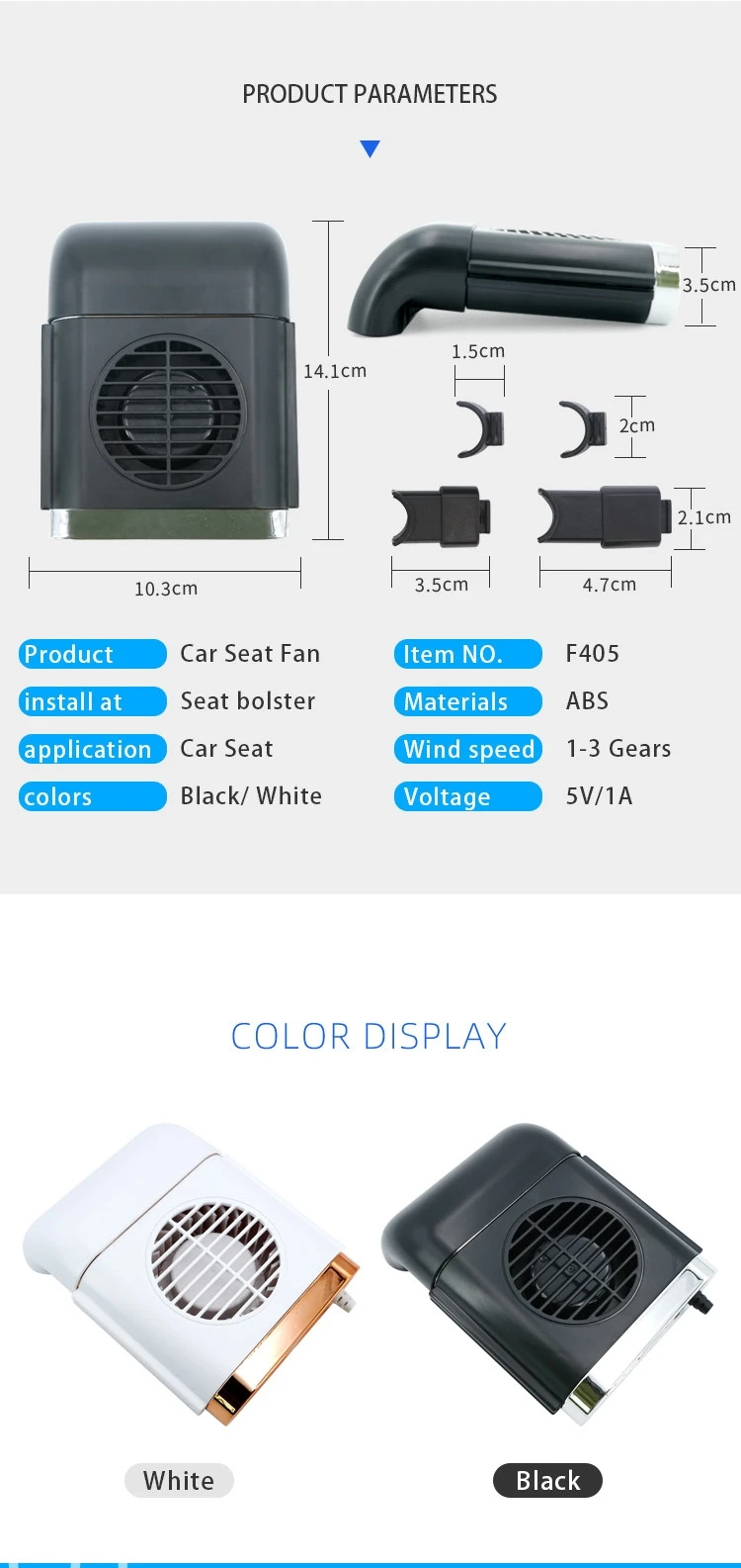 Usb Car Seat Fan, 5V, Plastic - detail 8
