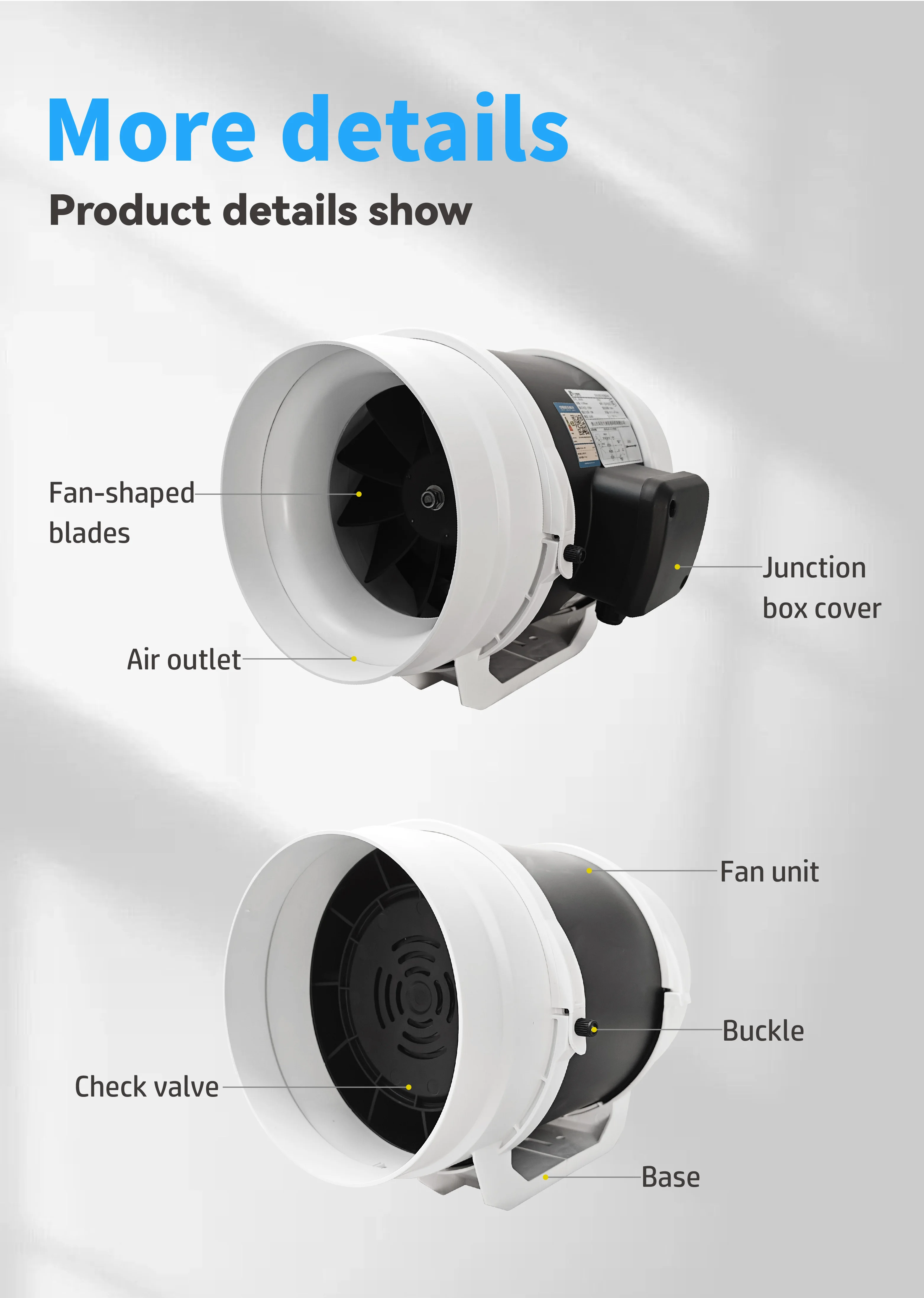 Inline Duct Exhaust Fan, Plastic, 220 V, Corded Electric - detail 6