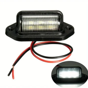 Waterproof IP65 6 LED Car License Number Plate Light 12V-24V For SUV Truck Trailer Van Tag Step Lamp White Bulbs