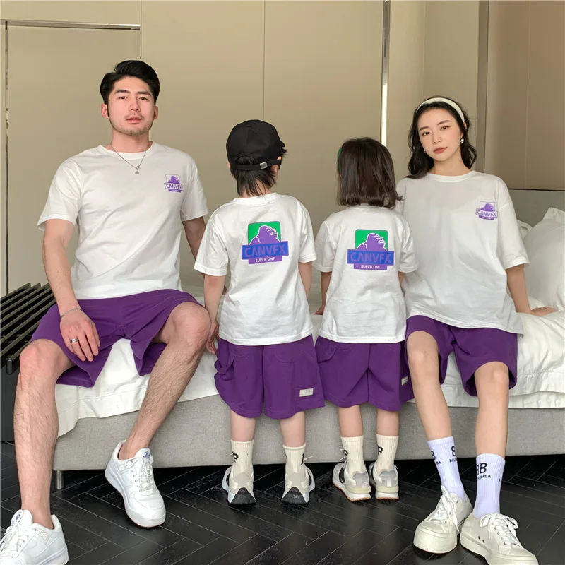 manufacturer Hot selling parent-child t-shirt suit clothing family set short-sleeved t-shirt a family of three or four t-shirts