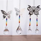Decorative Butterfly Iron Designed Crystal Ball Prism Decorative Wall Window Prism Crystal Hanging