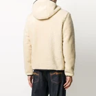 Zipper Zipper Trendy Winter Outfit Men's Cream Fleece Sharpa Chest Black Zipper Pokect Hood Jacket