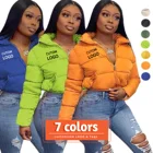 Coats A20504T 7 Color Zipper Cropped Bomber Winter Clothes Bubble Coats Custom LOGO Women Puffer Jacket