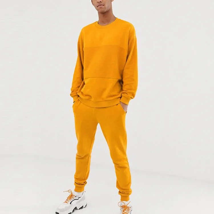 yellow sweatpants and sweatshirt