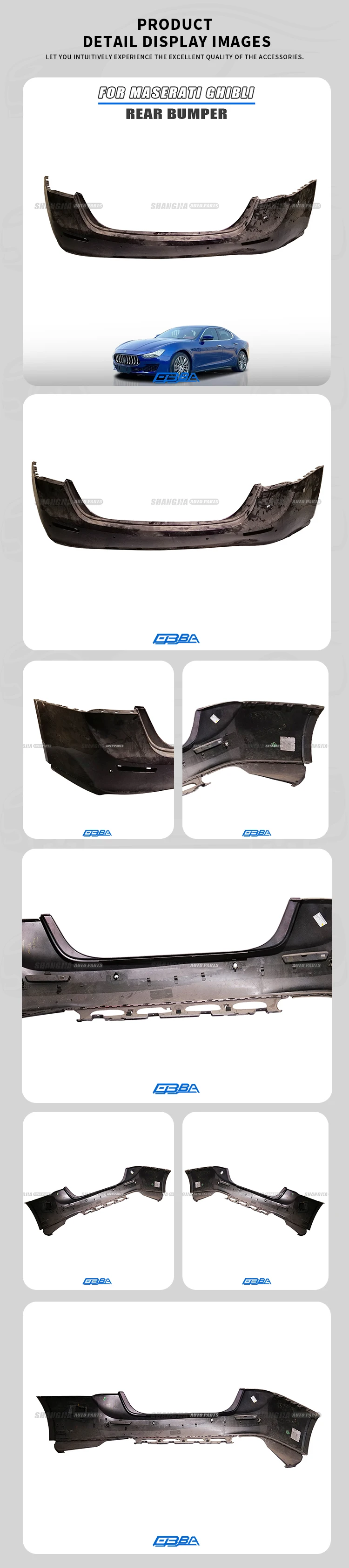 Backup Component For Maserati Ghibli 2013-2017 Black Plastic Rear Bumper OE 673004365 manufacture