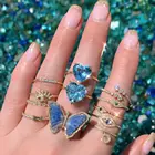Ring Romantic Blue Zircon Ring Star Copper Inlaid Zirconium Open Ring Flashing Diamond Tail Ring Wholesale