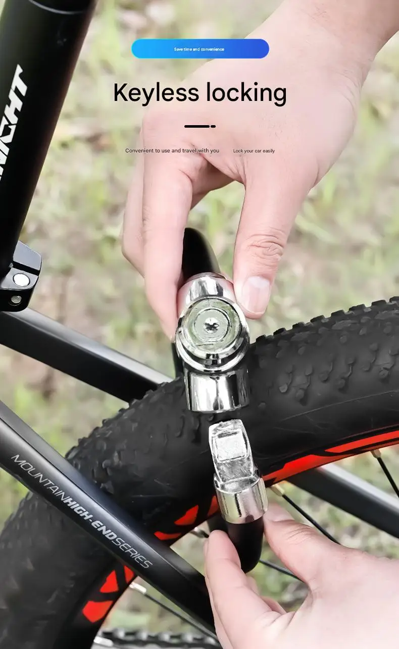 Portable Blue Steel Cable Alloy Lock Ring Bold Anti-Theft Security Motorbike Lock for Mountain Bikes