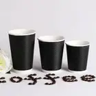 Custom Paper Cup Custom Logo Printed Disposable Double Wall Hot Ripple Coffee Paper Cup