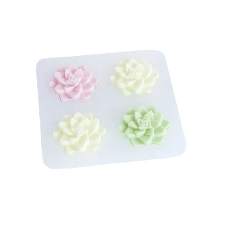 High Quality Silicone Succulent Cactus Plant Soap Mold 4 Cavities Cake Chocolate Candle Mould For Party Wedding Cake Decorating