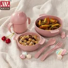 Sets Set Haixin Baby Bowl Tableware Wheat Straw Fiber Children Kids Cutlery Sets Dinner Baby Feeding Set