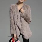 Popular Winter Real Luxury Genuine Knitted Rabbit Fur Coat Women Fur Jacket