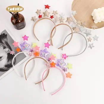 YACHEN Glitter Five-pointed Star Headband Bridal Hair Hoop Party Star Headpiece for Christmas Holiday Festival Birthday Party