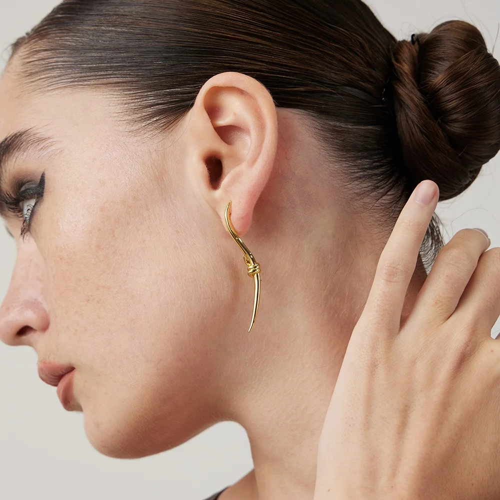 Original Design 18K Gold Plated Brass Jewelry Plant Thorns Drop Earrings For Women Piercing Accessories Earrings E221461