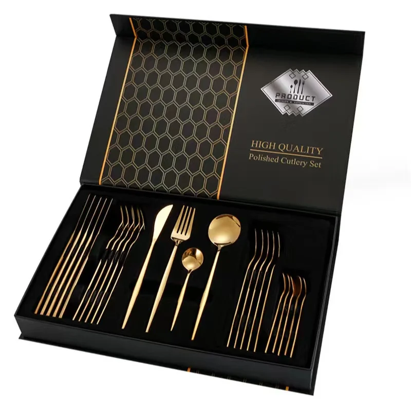 Hot Selling High Quality Stainless Steel 304 Gold Plated Cutlery Set Includes Fork Spoon Knife-Kitchen Flatware