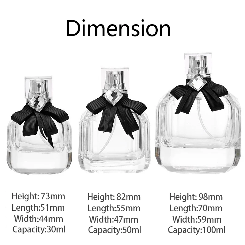 Manufacturer Flacon Clear Fragrance Bottle 30ml 50ml 90ml 100ml Crimp Neck Glass Spray Perfume Bottles