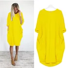 Dresses Women 2021 Plain Woman Clothing With Pocket Casual Long Sleeve Wear Plus Size Dresses Women