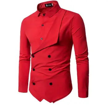 High quality Fashion CUSTOM brand men's suit Formal Plus Size shirts double breasted Long Sleeve Men's Shirts