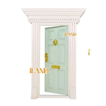 iLAND Dollhouse Door 1:12 Doll House  Wooden Doors Flat Top Door Can be Opened Doll House Parts(Turn Inwards)