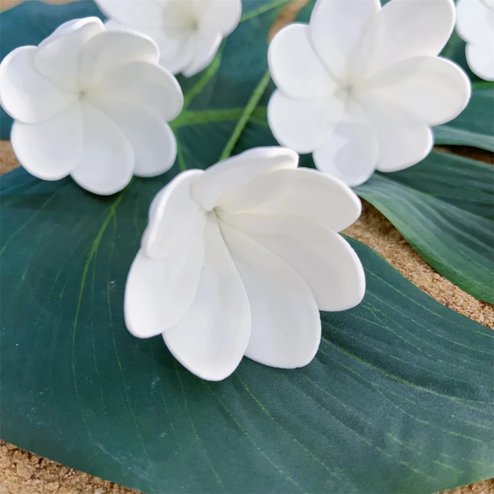 Small 4.5CM White EVA Foam Artificial Hawaii Island Tahiti Head Flower Ear Pick Stylish Party Accessory