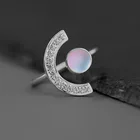 Silver Jewelry 925 Sterling Silver Moon Star Rings For Women Fashion Geometric Opening Finger Ring Jewelry