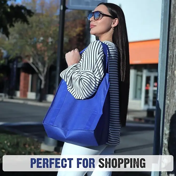 product handled shoulder strap non woven recyclable reusable eco friendly shopping bag with letter pattern for daily use screen printed-17