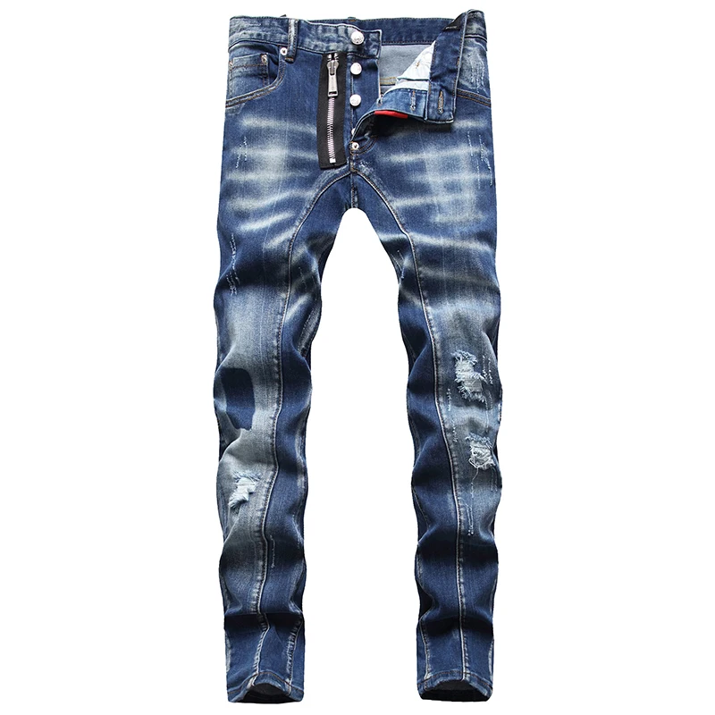 Vaqueros Rasgados De Talla Grande Para Hombre,Jeans Rasgados De Diseño De  Línea Abierta,Elásticos - Buy La Calle De Los Hombres Vaqueros Biker  Ajustados Con Rotos,De Los Hombres Jeans,Vaqueros Para Hombres Product on