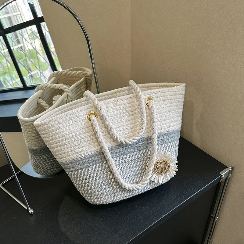 HUAYI 2024 New Cotton rope braided color customized Hand-woven bag