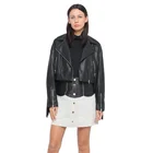 Leather Jacket Latest Design Soft Faux Leather Style Pu Jacket Women With Long Backing Pu Fringe