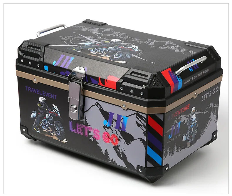 Motorcycle tail box, motorcycle top case trunk tail box can store helmet/bronze/68L