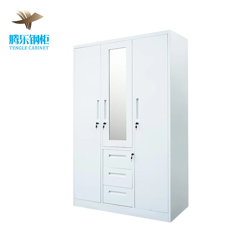 Hot Drawer Design With Mirror Cheap For Sale Wardrobe In White Color