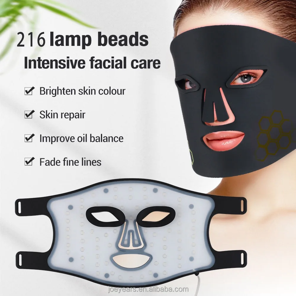 LED Photon Beauty Mask Instrument 216pcs LED Beads Facial Beauty Mask Infrared Red Light Therapy Face Mask