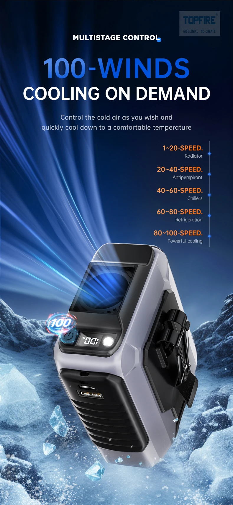 High Speed Wearable Fan, USB, Portable - detail 10