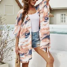 Kimono 2021 New Summer Beach Wear Swimsuit Tie-dyed Kimono Cardigan Coverups