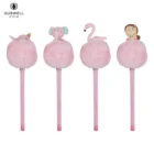 Pink Pink Animates Pen New Item Cartoon Animal Pen Candy Color Flamingo Topper Pink Shinny 3D Ball Point Pen