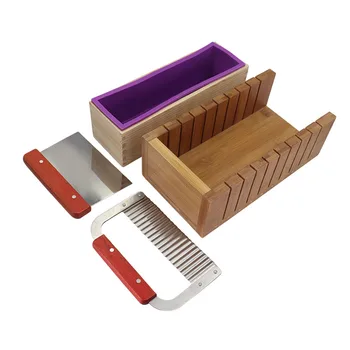 Amazon Hot Selling Soap Making Molds Kits with Adjustable Wooden Soap Cutter and Stainless Steel Soap Cutter