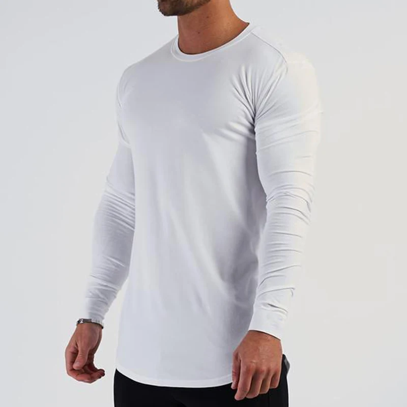 Custom Logo High Quality Men's Long Sleeve Gym  Sports T-shirt Support Customization Sportswear