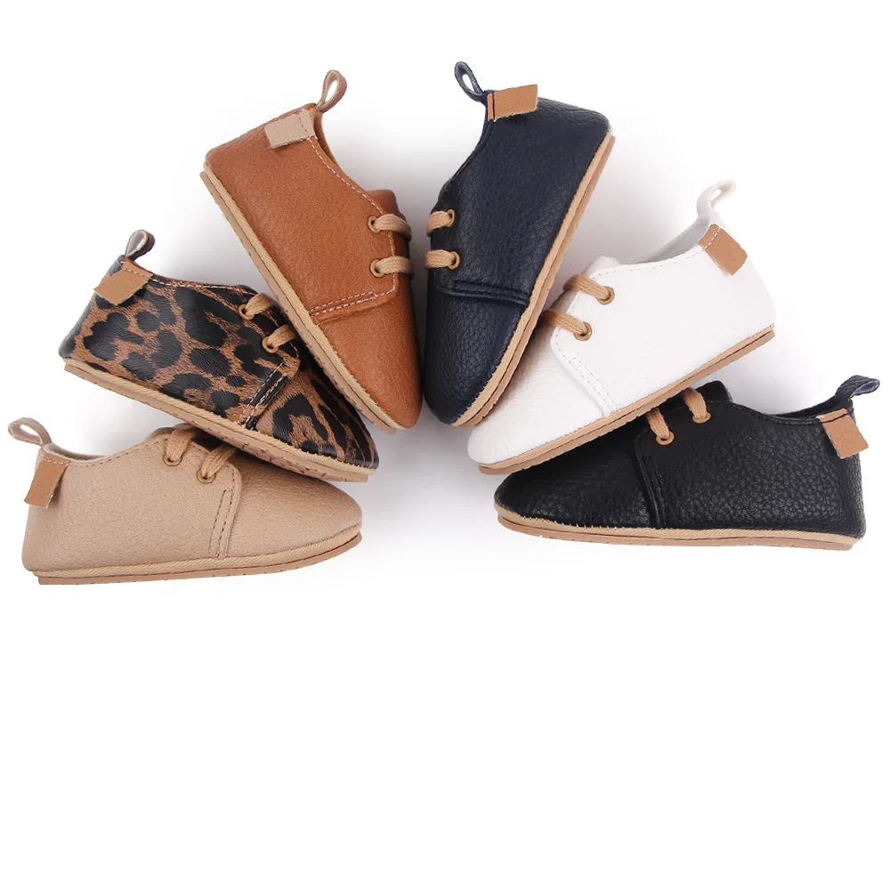 Casual Baby Boys Non-slip TPR Sole Newborn Toddler Lace Shoes Infant Dress Boys Shoes details