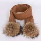 Fur Scarves Scarf Wholesale Custom Knitting WarmFox Fur Ball Pom Pom Scarves Long Real Raccoon Fur Scarf For Women Child
